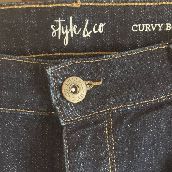 Style & CO Curvy Boyfriend Blue denim Size 12 - Picture 4 of 8